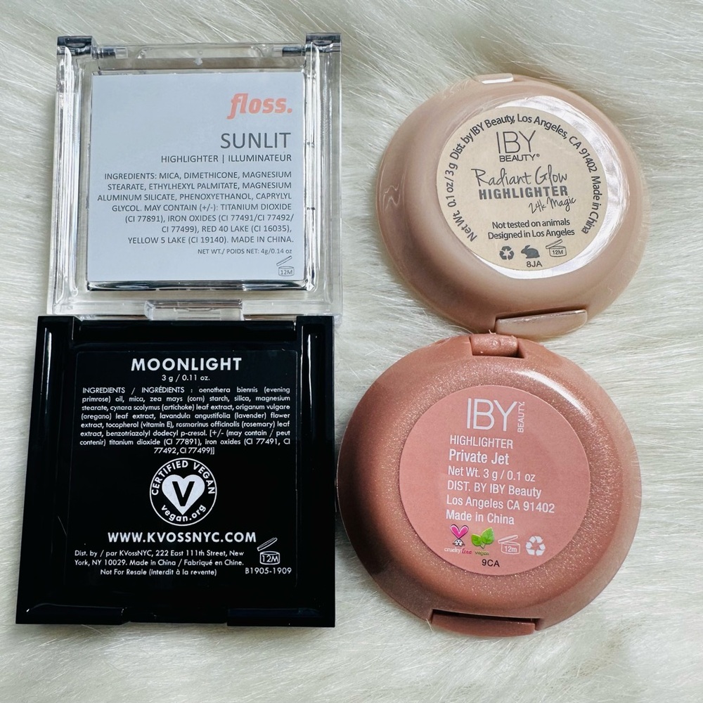 Pressed Powder Highlighter Bundle w/ Makeup Bag Lot of 7 - Picture 8 of 13